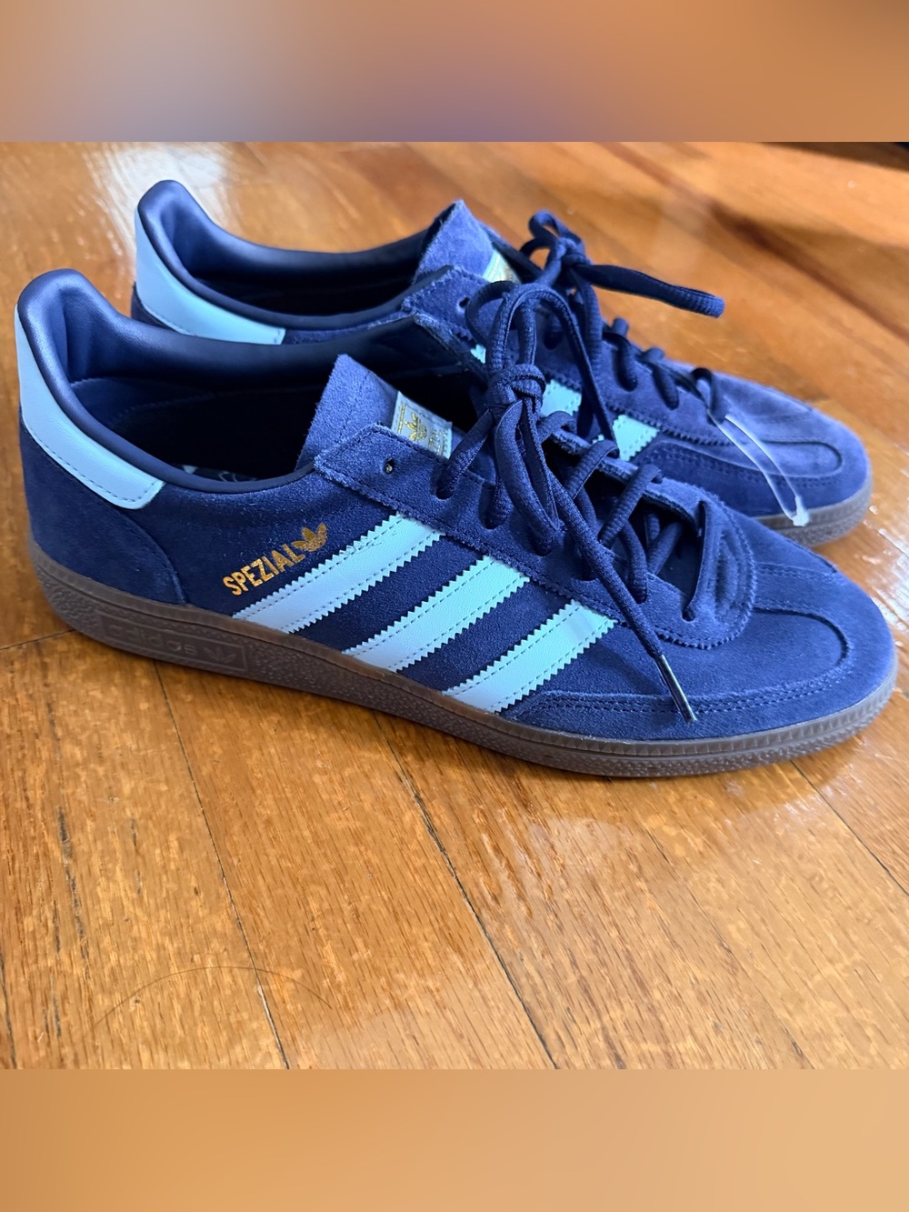 adidas Navy Suede SPEZIAL Sneakers with Light Blue Stripes(MENS SIZE 9/WOMENS 10